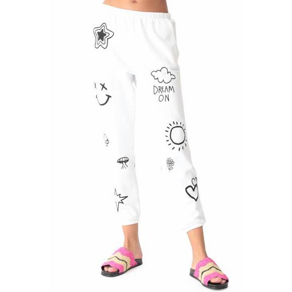 NEW ELECTRIC & ROSE siesta doodle sweatpants in cloud/onyx - Picture 1 of 3